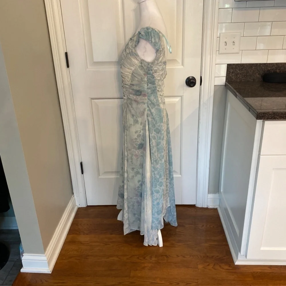 New! Free People Heart to Heart Midi Dres Blue Floral nwot 33463